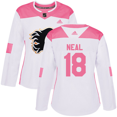 Adidas Flames #18 James Neal White/Pink Authentic Fashion Women's Stitched NHL Jersey